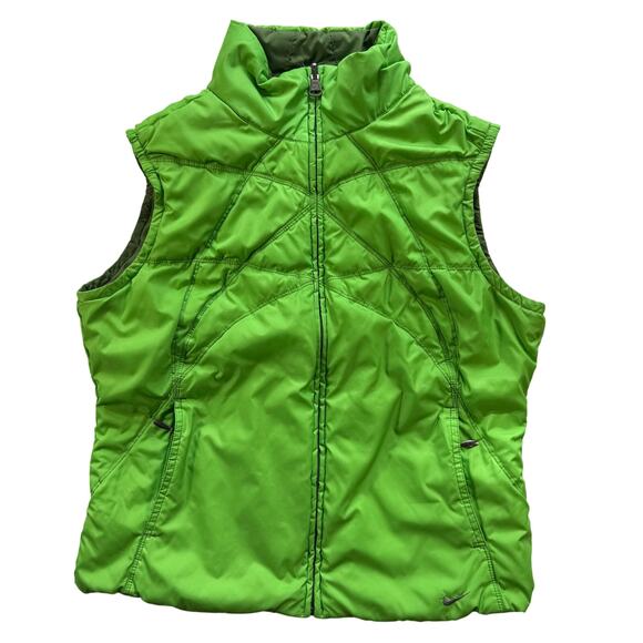 Vintage Y2K Nike Women's Reversible Duck Down Puffer Vest Large Green - Picture 5 of 12